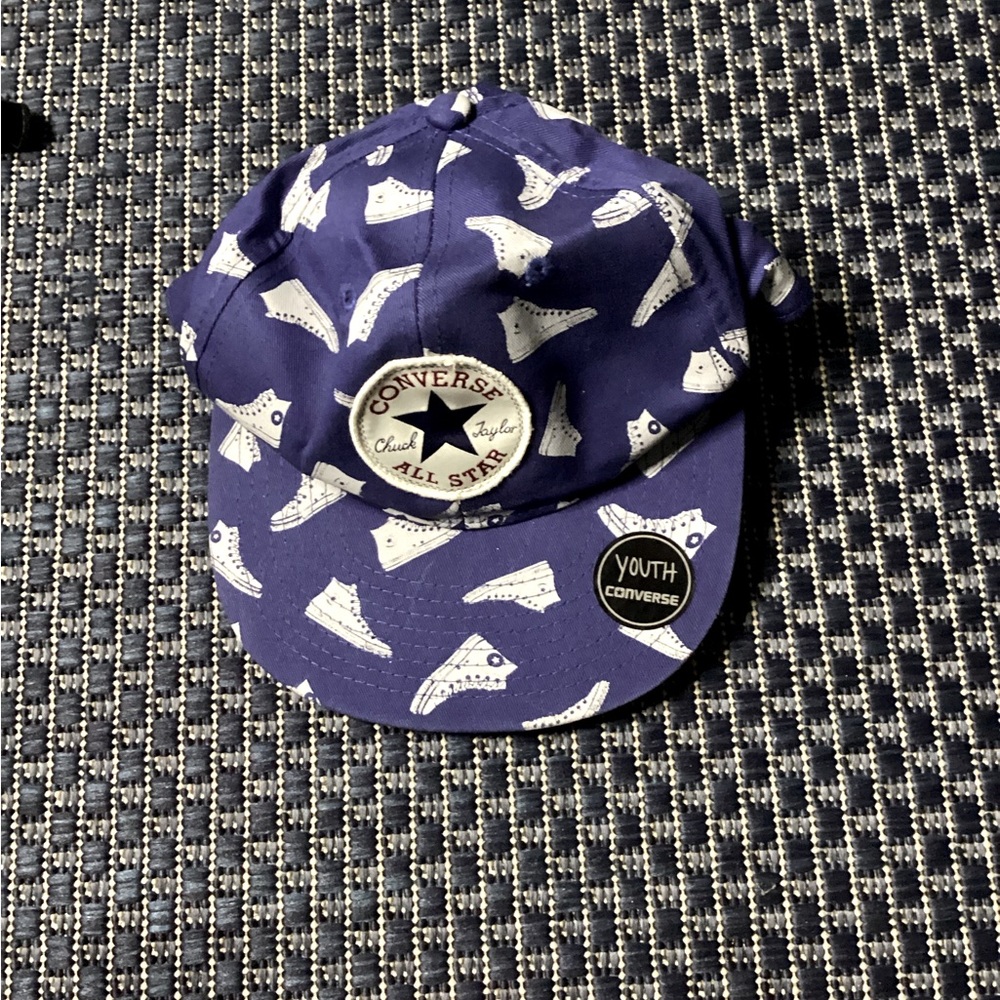 Converse Youth Blue Cap with White Sneaker Print
